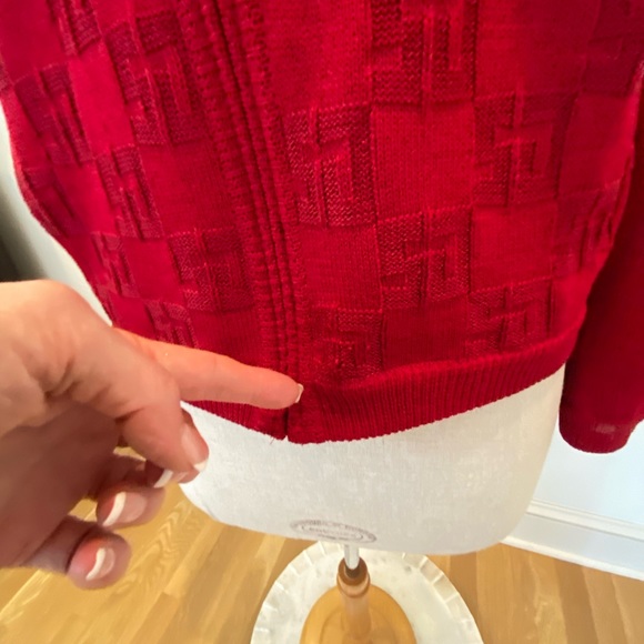 St John Sport Womens Red Cardigan with SJ Pattern in Knit / Size M / Vintage - Picture 15 of 16